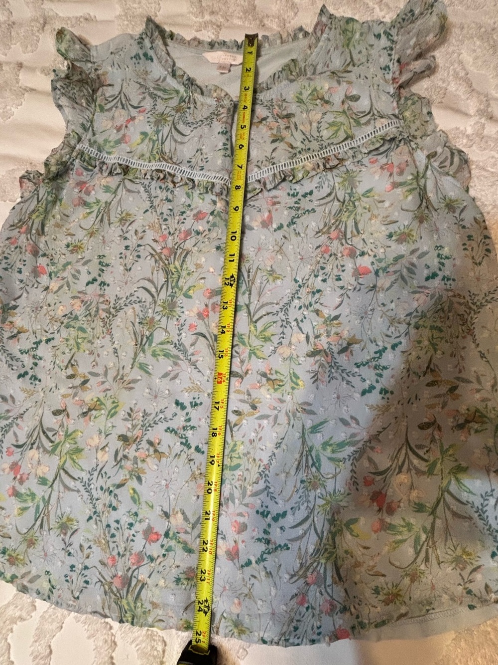 Lauren Conrad LC XXL Blue Floral Ruffle Blouse | Cottagecore Boho Flutter Sleeve - Picture 6 of 7